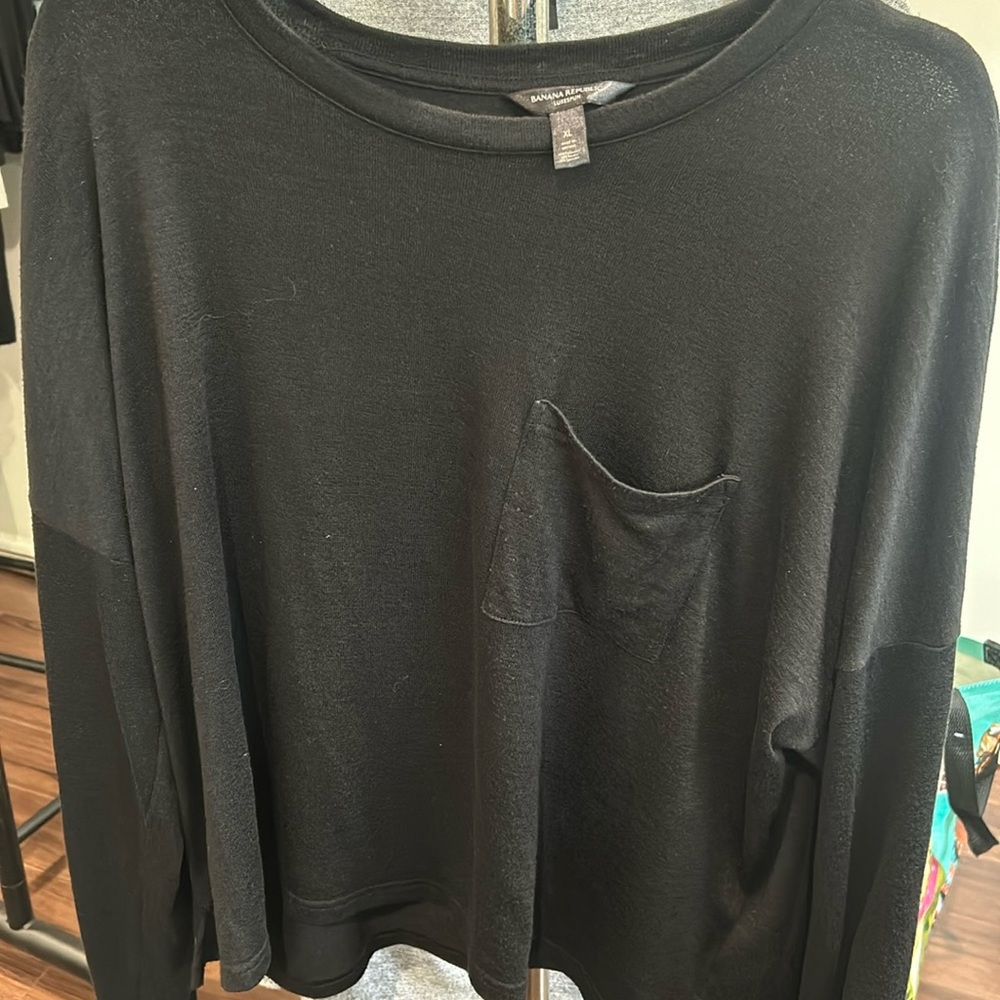 Black long sleeve tee with breast pocket